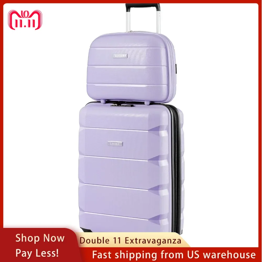 Carry on Luggage with Spinner Wheels, Lightweight Suitcase 2 Piece, Expandable, 8 silent spinner wheels, Quality Assurance