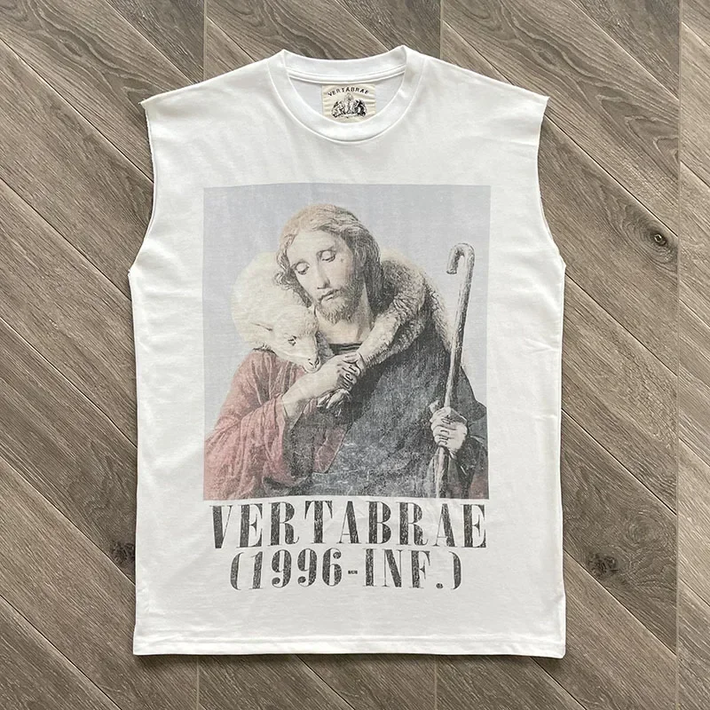 Vertabrae shepherd tank Portrait oil painting printed men's and women's cotton casual sports half-sleeve vest