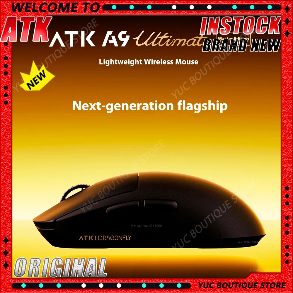 

НОВАЯ беспроводная мышь ATK A9 Ultimate Master Edition PAW3950UItra 53gUltra, легкая эргономичная игровая мышь для киберспорта, ПК, индивидуальный аксессуар