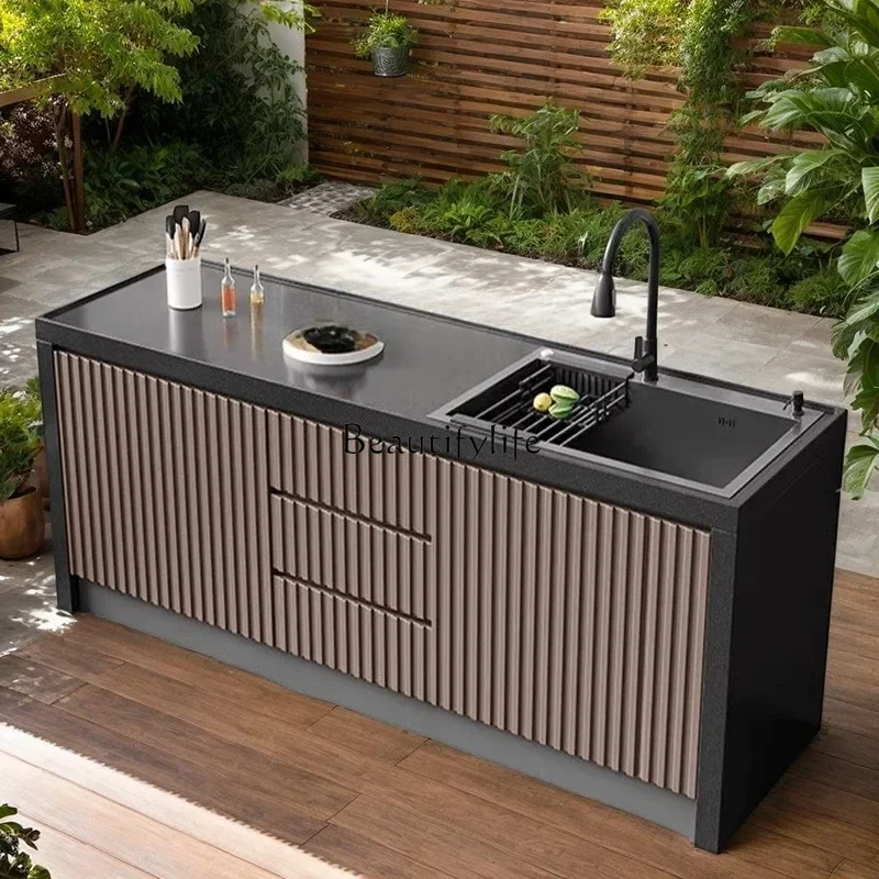 05 FG17outdoor courtyard granite island platform console marble sink integrated vegetable basin sink