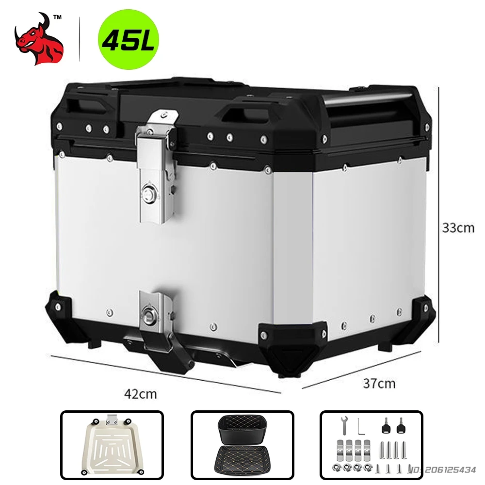 Universele Motorcycle Top Box Case 36L-65L Aluminium Bagage Staart Box Waterdichte Opslag Voor Scooter Motor Accessoires