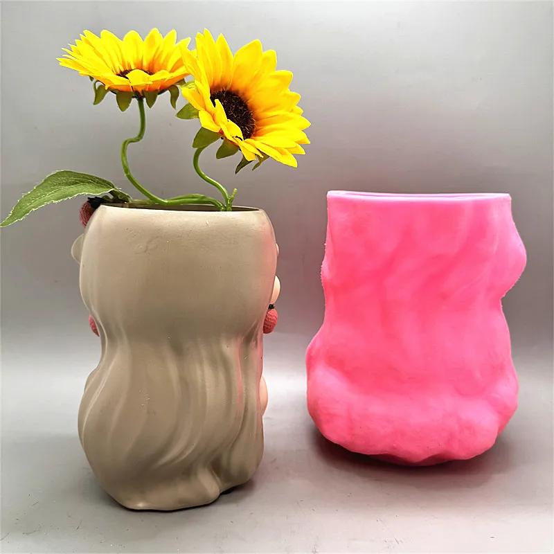 2025 Colorful Fruit Girl Flower Pot Silicone Mold Flip Gypsum Resin Concrete Crystal Dropping Tool DIY Handmade Ornament