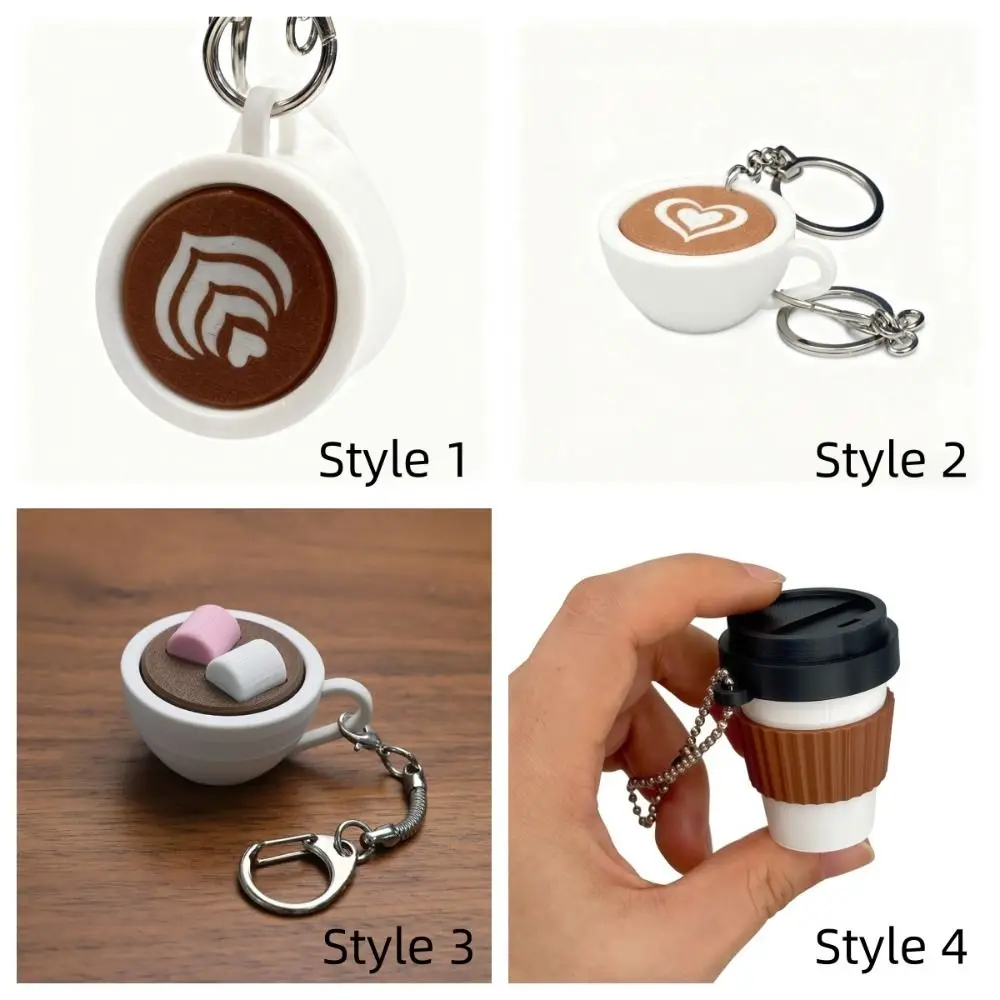 3D-gedruckter Clicker-Schlüsselanhänger, Simulations-Lebensmittel, lustiger Fingerknopf-Anhänger, Fidget-Sensorik-Kaffee-Beruhigungs-Schlüsselanhänger, Taschenanhänger – Detail 1