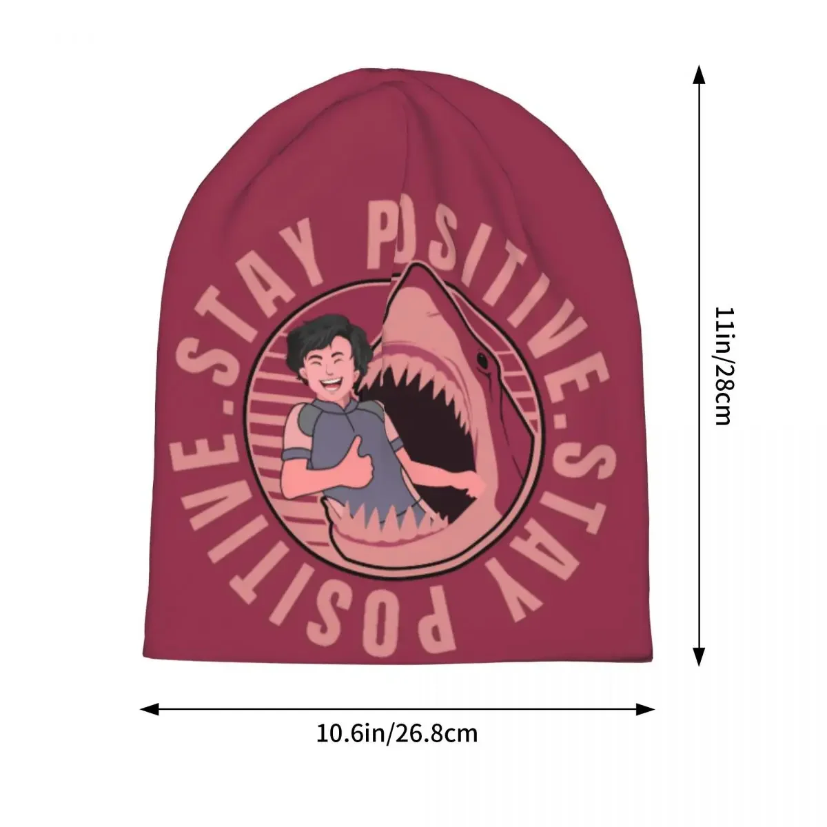 Stay Positive Shark And Boy Autumn Winter Beanies Ocean Fish Beanies Caps Men Dustproof Warm Dual-use Bonnet Knitting Hats