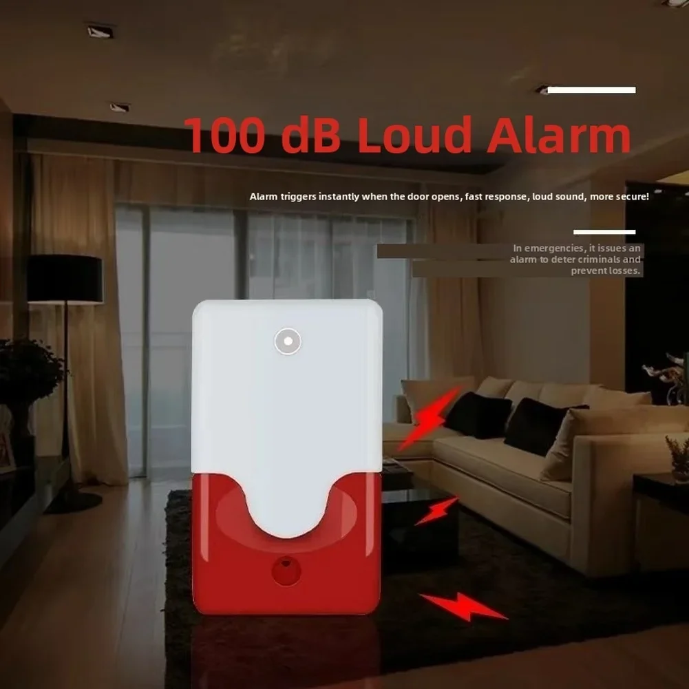 1pc Wired Door Magnetic Alarm With Sound And Light 100dB Sound Light Quick Response Siren For Home Office Fire Doors Safety