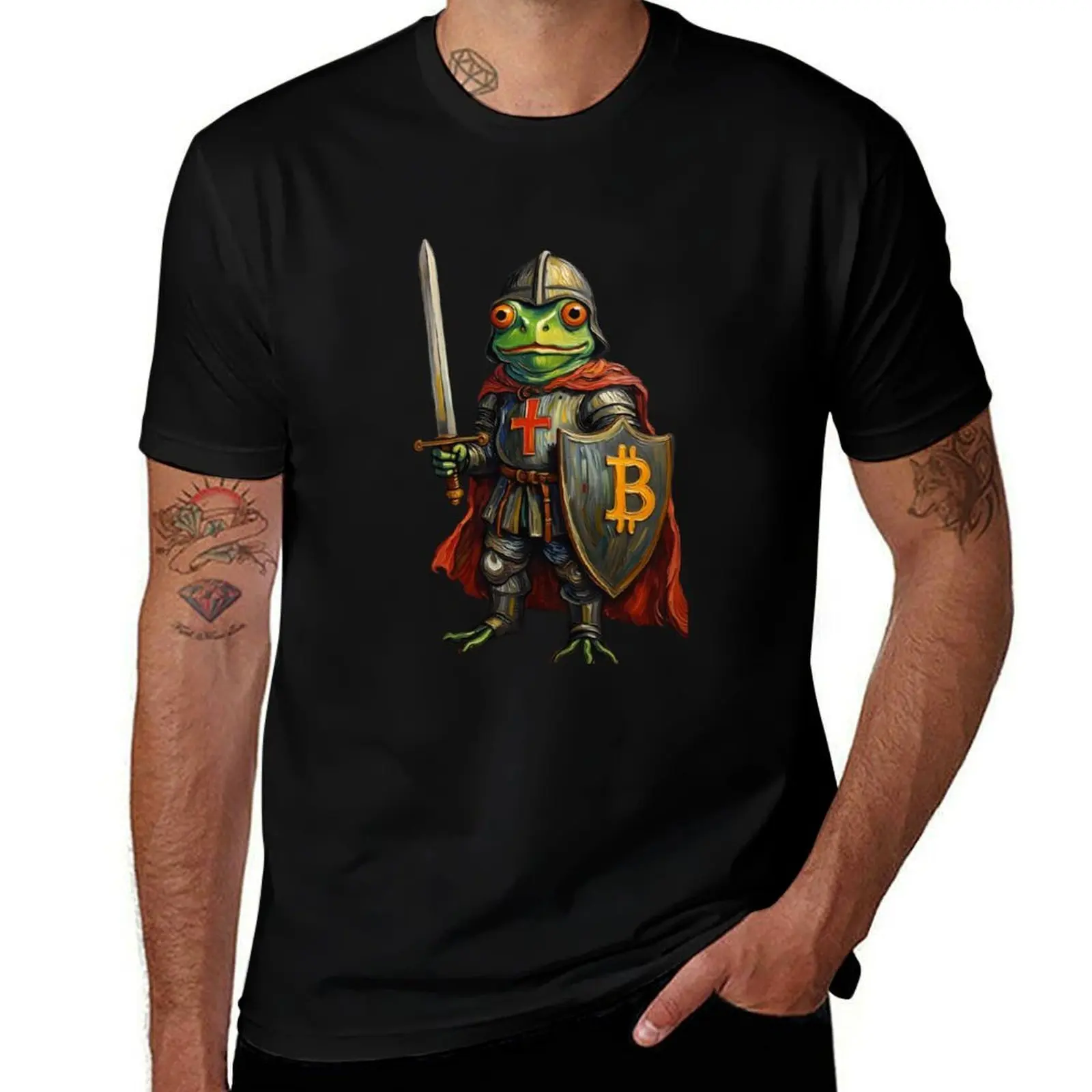 

Pepe - The Templar Bitcoin Knight T-Shirt graphic t shirts tshirts personalised luxury designer mens graphic t-shirts hip hop