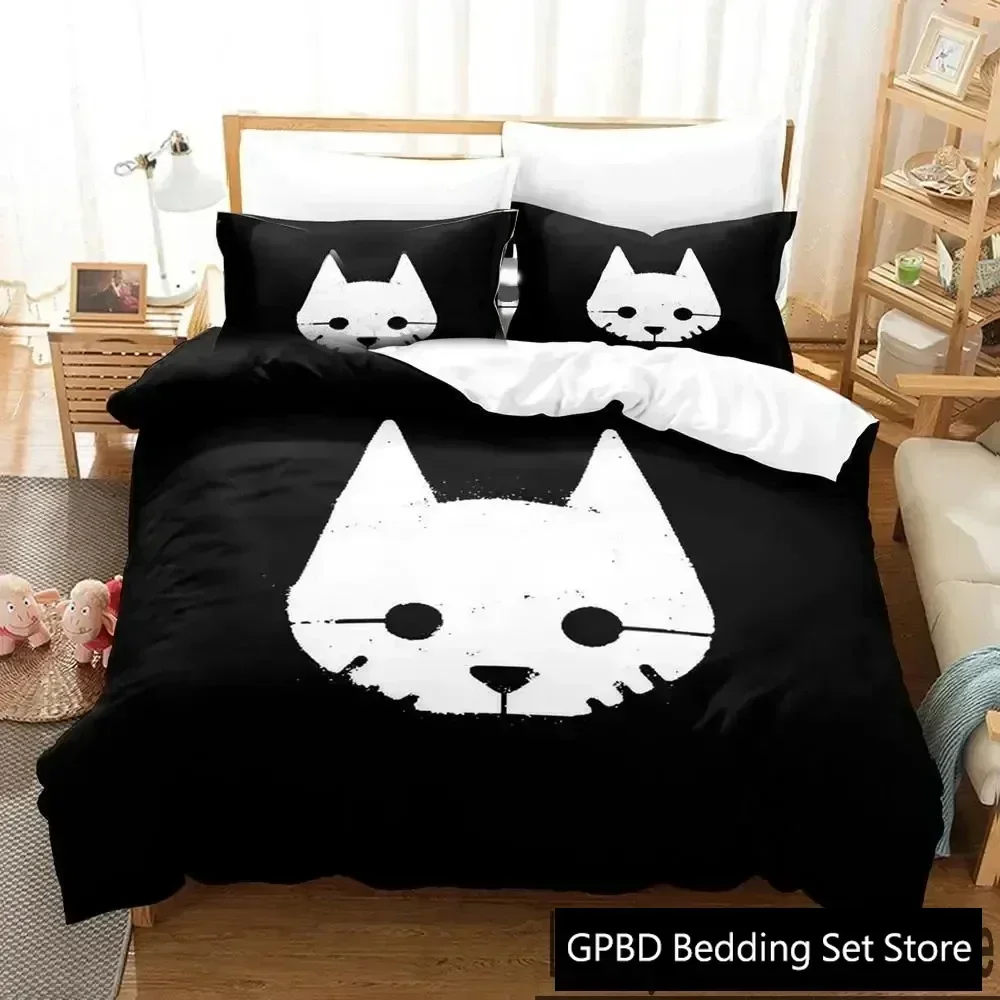 3D Print Stray Game Cat and Momo Bedding Set Bedroom Soft Modern Bedspreads Comefortable Duvet Cover Quilt Cover And Pillowcase