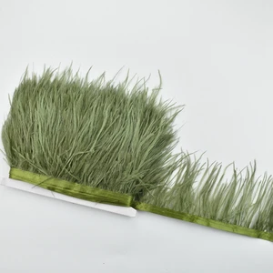 1 Meter hochwertiger Straußfedern auf Randfänger 8-10 cm DIY NEWING-Ornamente Flocos Weiß 6 Hauptverkäufe weiße Wolke - №3