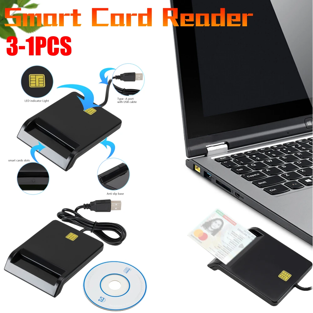 قارئ البطاقات الذكية USB 2.0 لـ DNIE ATM CAC IC ID SIM Card Cloner موصل تشغيل مستقر موثوق به لنظام التشغيل Windows 7 8 10 Linux