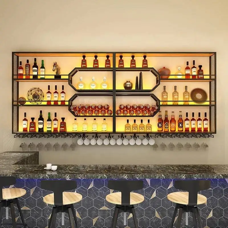 

Drinks Bar Cabinet Portable Shelves Luxury Whiskey Iron Wine Rack Outdoor Home Open Cabinets Display Vitrinas Full Bar Furniture