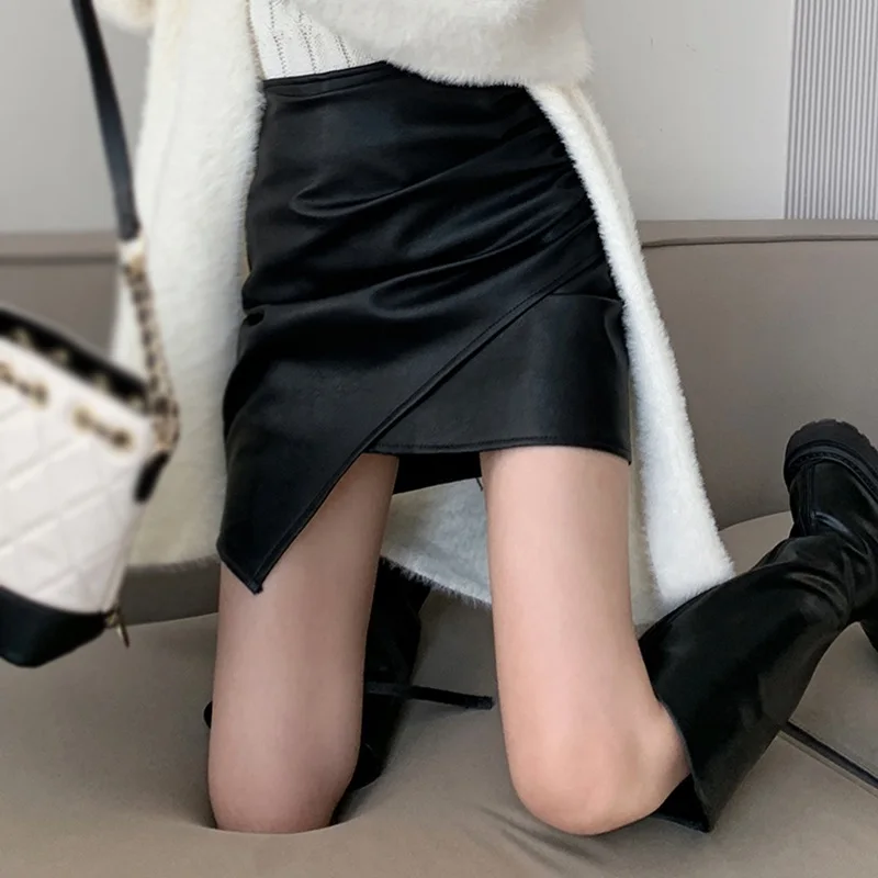 

High Waist Irregular Hip ort Skirt Women's Pure Color Bodycon Skirt Faionable Versatile A-Line Silhouette Skirt