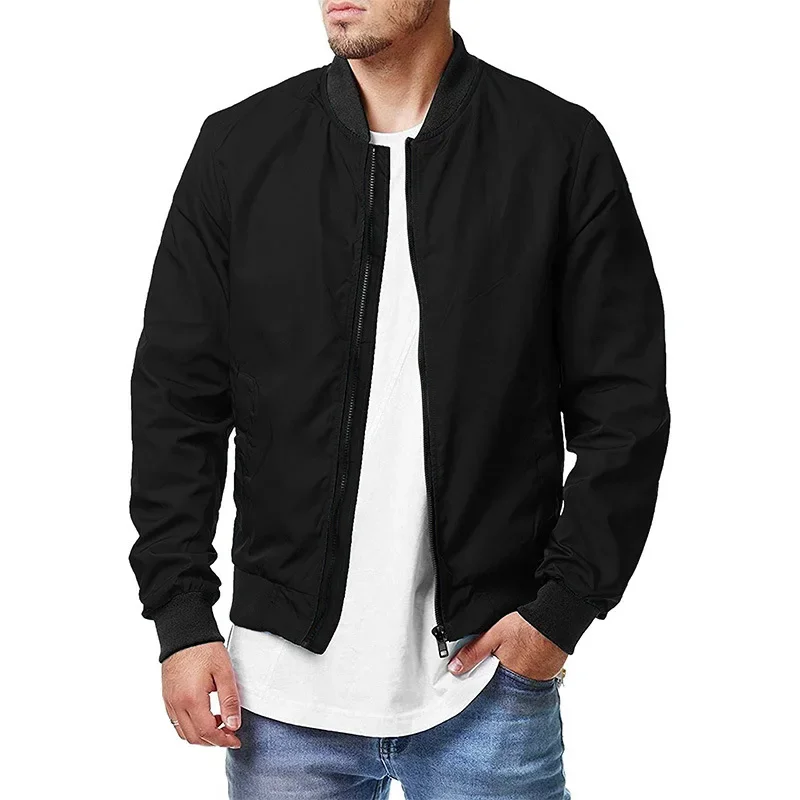 2023 Spring and Autumn New Men\'s Pilot Jacket Fashion Casual Fashion Brand Loose Large Zipper Stand up Neck Sports Top