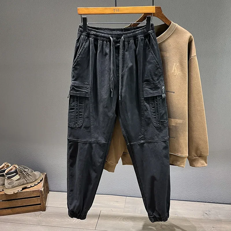 Loose Cargo Joggers Cotton Sweatpants Black Khaki Plus Size 5XL 6XL 8XL Safari Trousers Oversize Ankle Length Boys Harem Clothes