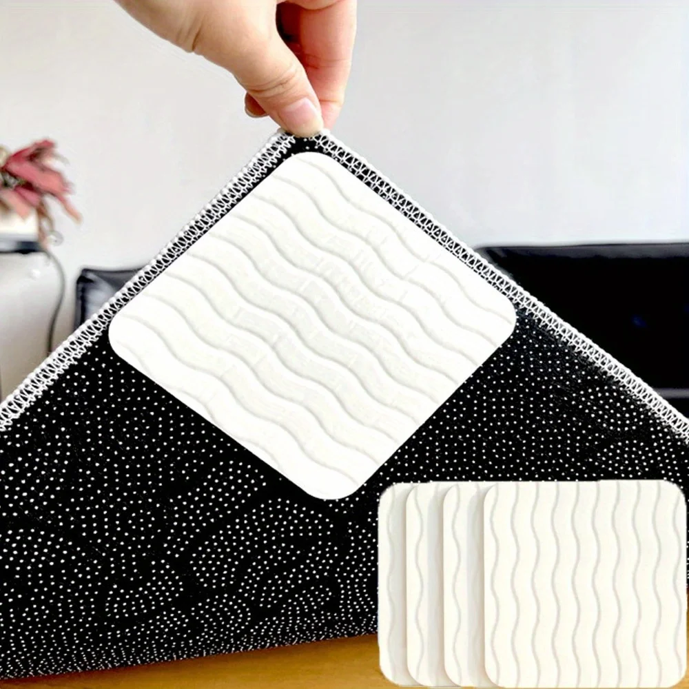 4pcs Non-Slip Rug Gripper, Anti-Skid Corner Grippers for Hardwood/Tile Floors, Prevents Sliding, Extra Thick, Reusable