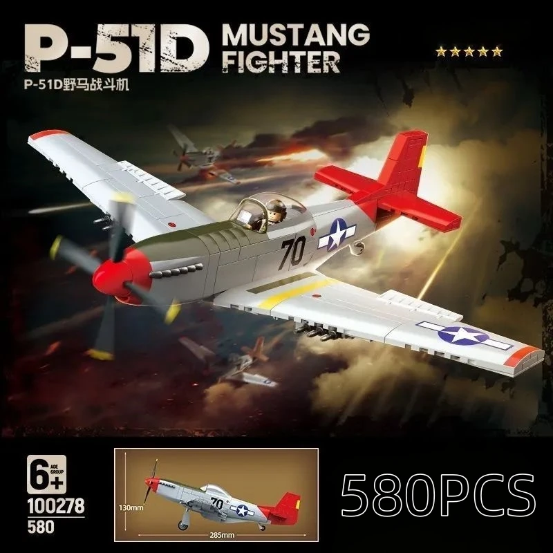 Military Series P-51D World War II US Air Force Mustang Fighter Intellectual Building Block Toy Gift 100278