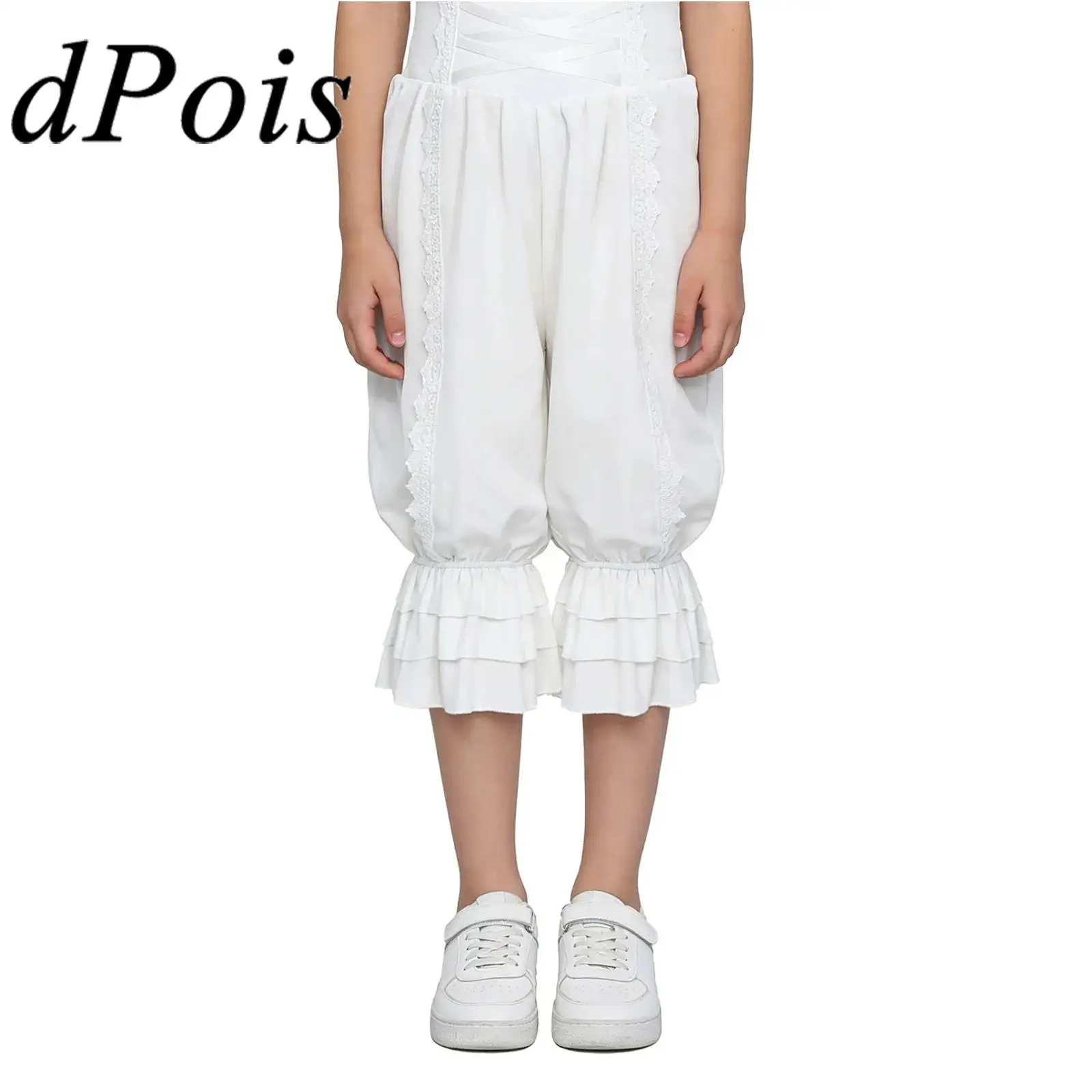 

Girls Renaissance Costume Bloomers Medieval Victorian Pants Trousers Ruffle Loose Lace Pantaloons Halloween Carnival Party Wear