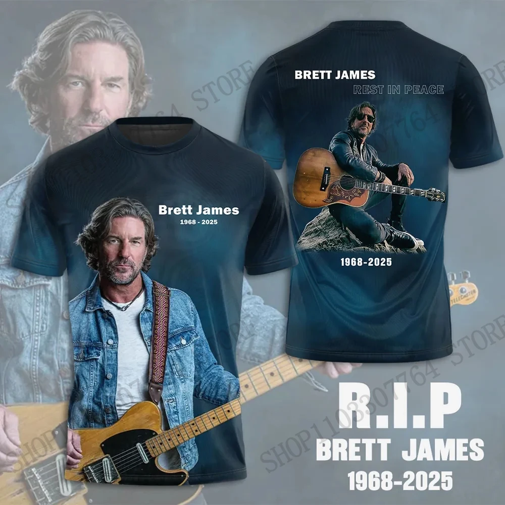 Camiseta 3D Estampada Retrô 2026 New Singer Brett James RIP Masculina e Feminina Moda Street Plus Size Manga Curta Blusa Roupa Masculina Fã