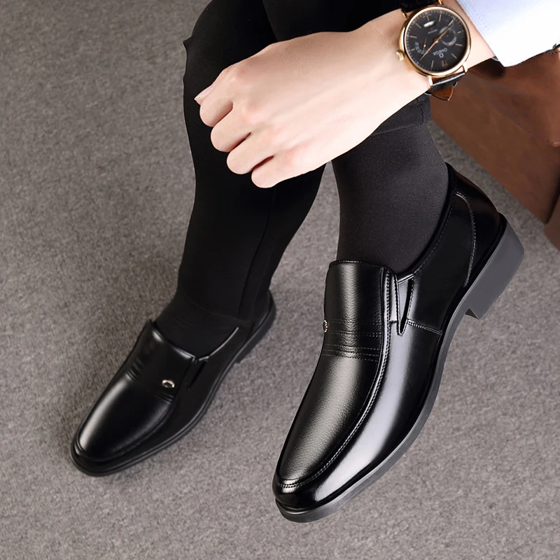 Men Summer Formal Leather Height Increase Shoes Quality Business Cowhide Elevator Shoes Soft Man Breathble Hole Oxford For Man