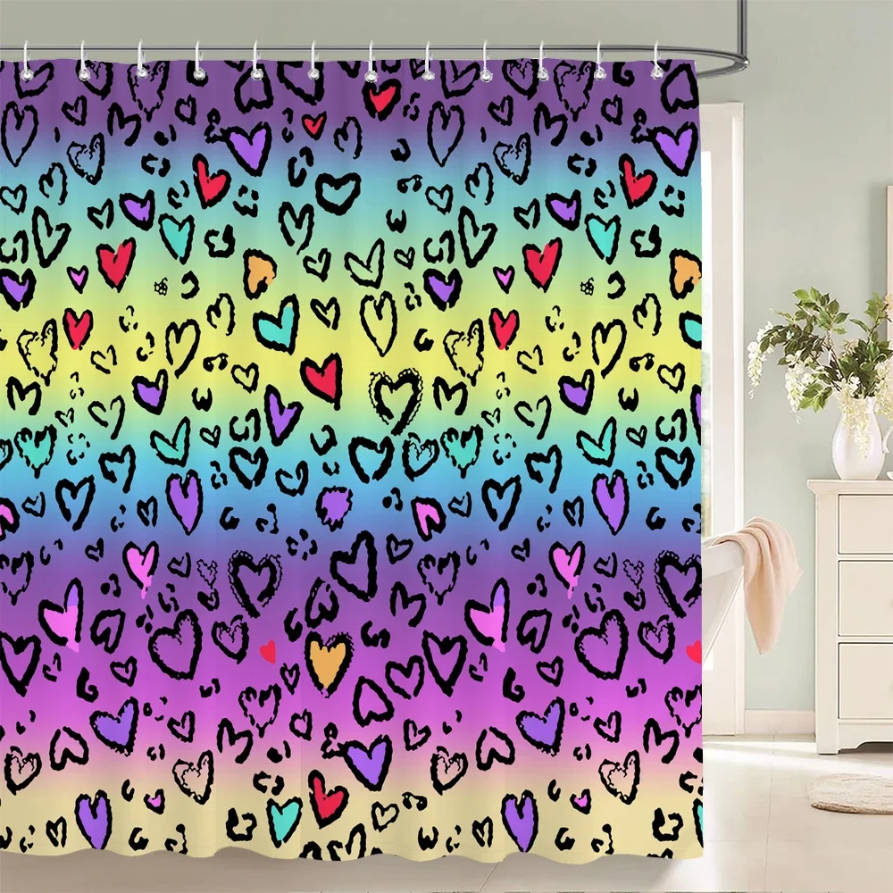 

Домашние занавески для душа для ванной комнаты, водонепроницаемая ткань, скандинавский стиль, цвет любви, леопардовый узор, занавески для ванной комнаты, занавески для душа