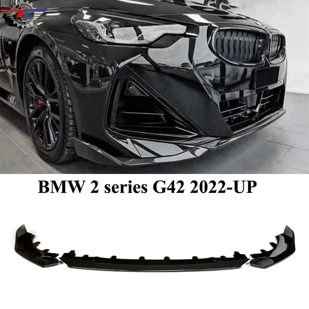 Glossy Black Front Bumper Lip Splitters For BMW 2 Series G42 220i 225i M240i 2 Doors M Performance 3PCS Car Exterior Decoration