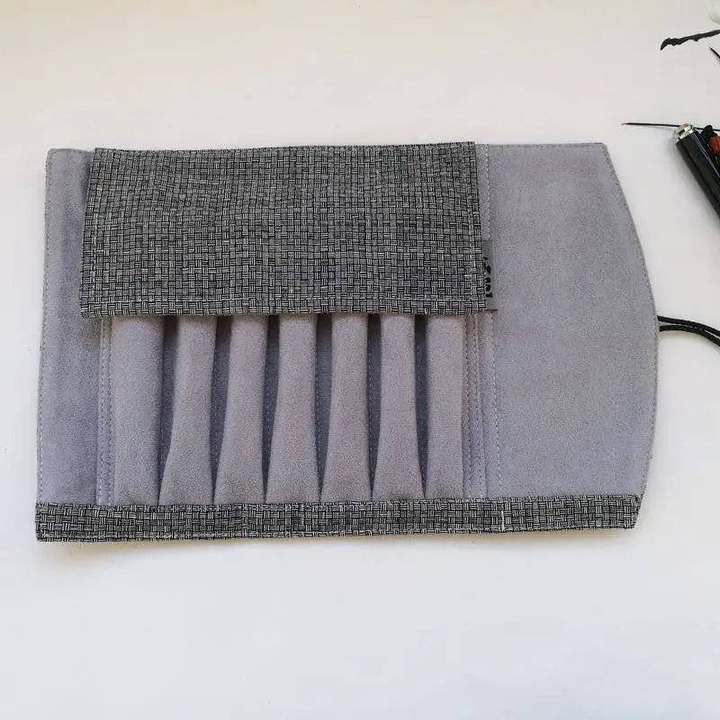 

New Fabric Handmade Blue Tie-dye Fabric Pencil Roll Pen Protector Large Capacity Pencil Case Pen Bag