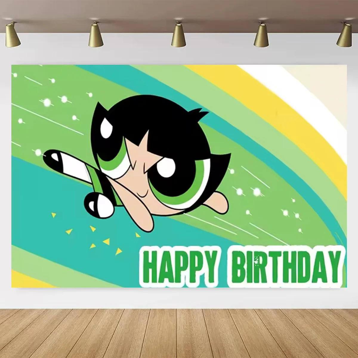 Cartoon powerPuFF girls Theme Background Birthday Party Decoration Banner Background Baby Shower Decoration Supplies Girl Party