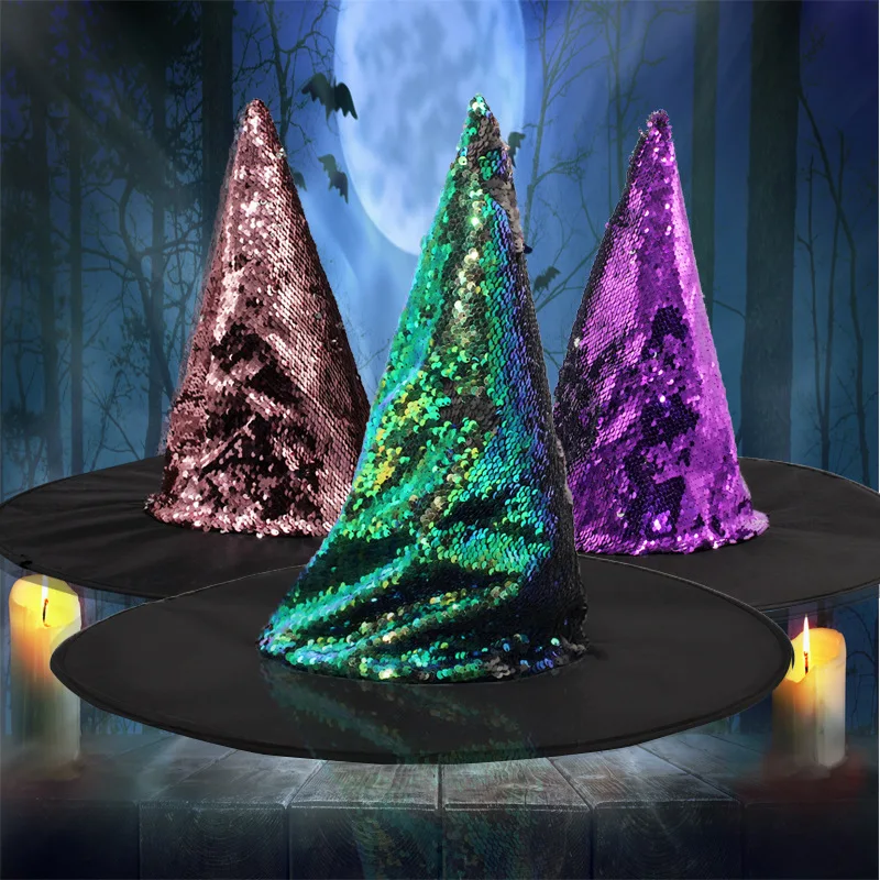 

1pcs Halloween Witch Hat for Women Girls Wide Brim Foldable Party Cosplay Costume Props Accessory