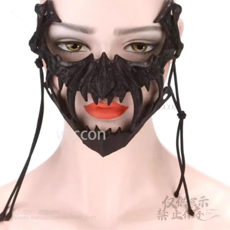 أنيمي التنين الله الهيكل العظمي نصف الوجه ثلاثية الأبعاد أقنعة مطبوعة العظام الحيوانات قناع تأثيري حلي الدعائم ملحق قناع حفلة الهالوين الجمجمة