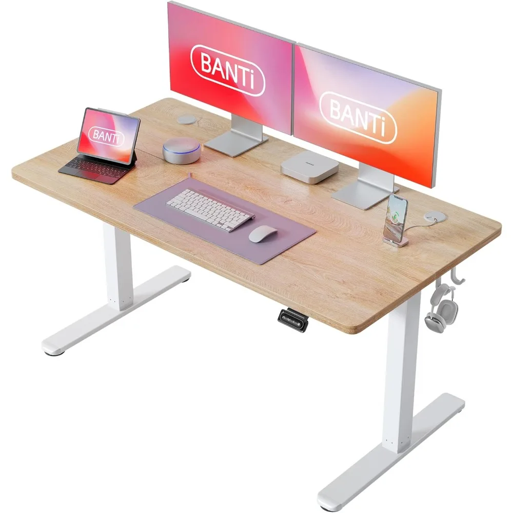 

55'' Standing Desk, Electric Stand up Height Adjustable Home Office Table, Sit Stand Desk with Splice Board