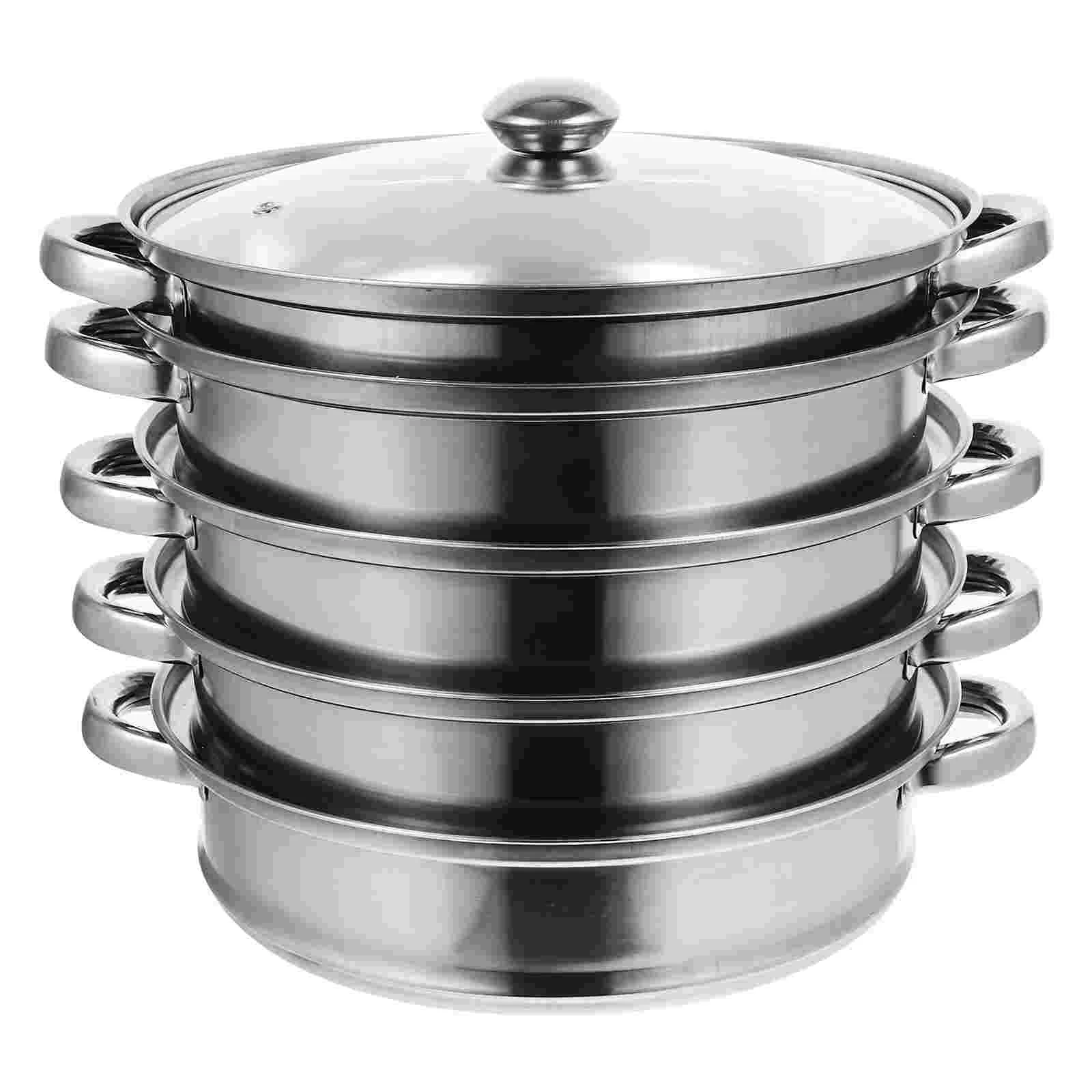 

Practical Steam Pot Multifunctional Stockpot Stainless Steel Steamer Soup Pans Multi-layer Cooking Utensils