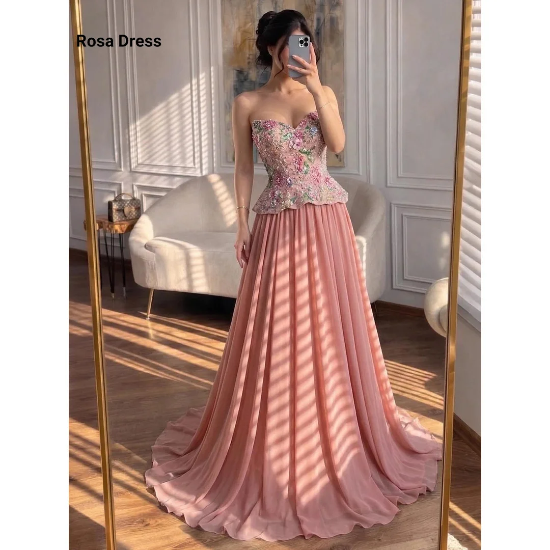 

Chiffon Evening Dresses for Special Occasions Sleeveless Line A Elegant Woman Dress Customized Flowers Luxury Party Dress Women