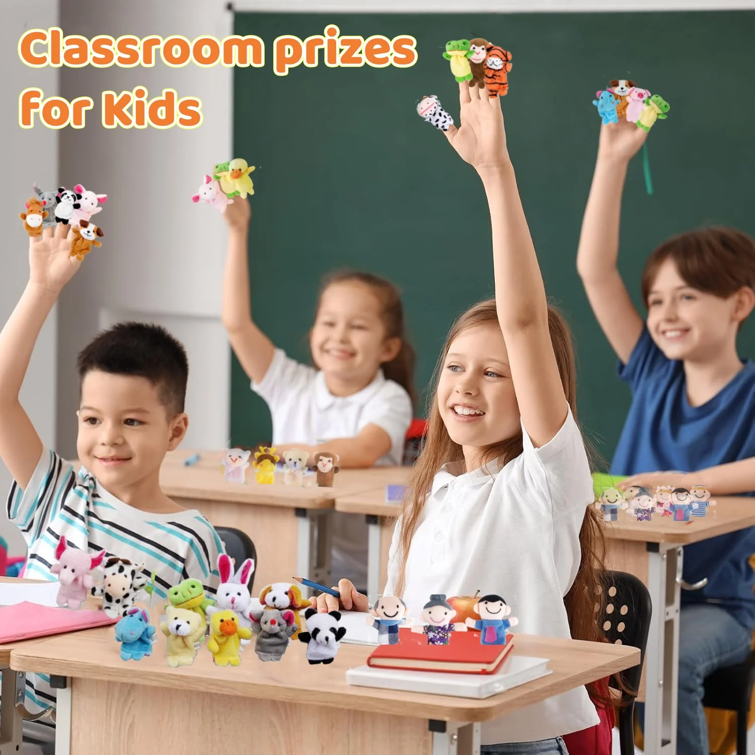 Juego de marionetas de dedo de 24-60 Uds., animales de peluche suaves de 7cm, juguetes para dedos para niños, recuerdos de fiesta de cumpleaños, premios para el aula