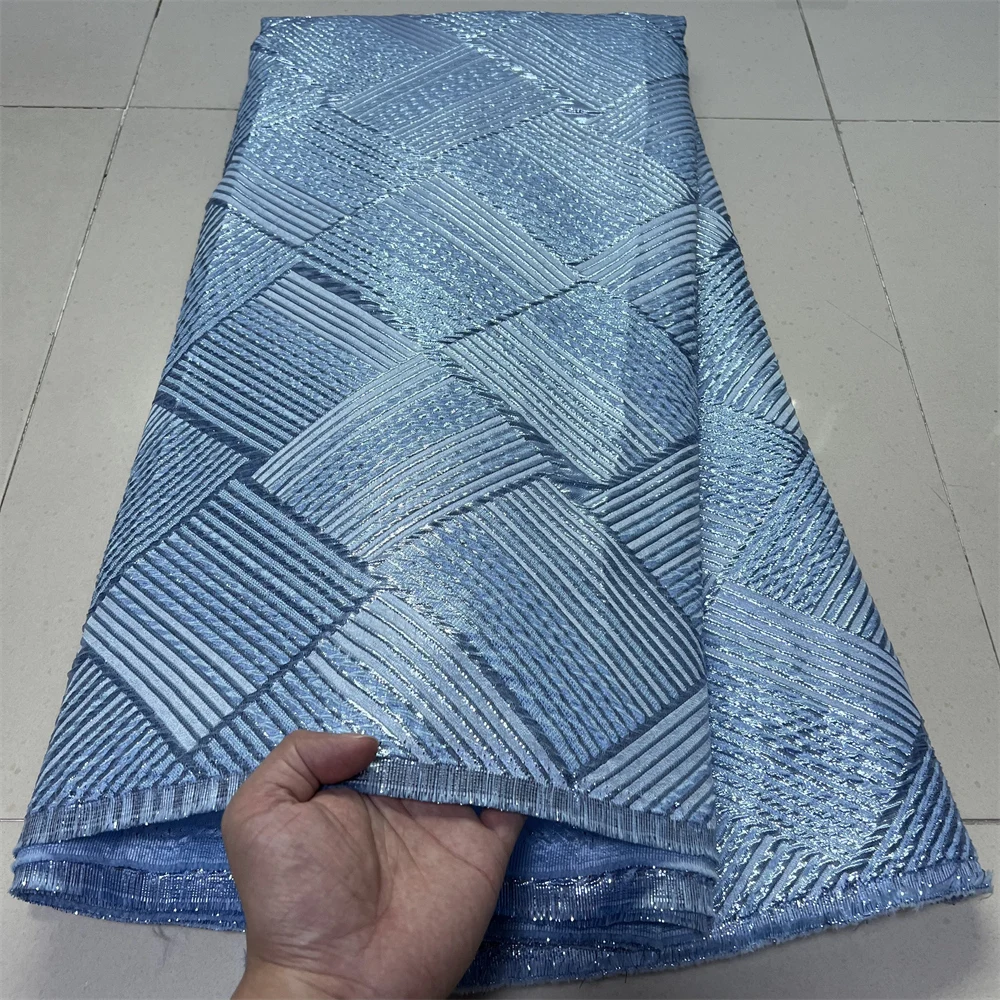 2025 tela de encaje de tul nigeriano africano de alta calidad Jacquard Organza bordado guipur para fiesta vestido de graduación 5 yardas YXZ179