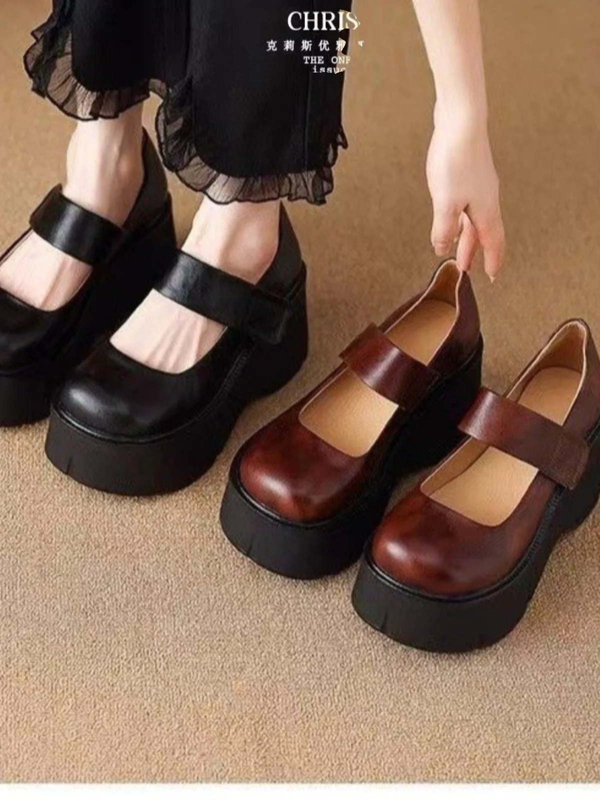 Summer Shoes Ladies Female Footwear Square Toe Clogs Platform Genuine Leather Sneakers 2024 Dress New Retro Creepers Moccasins E