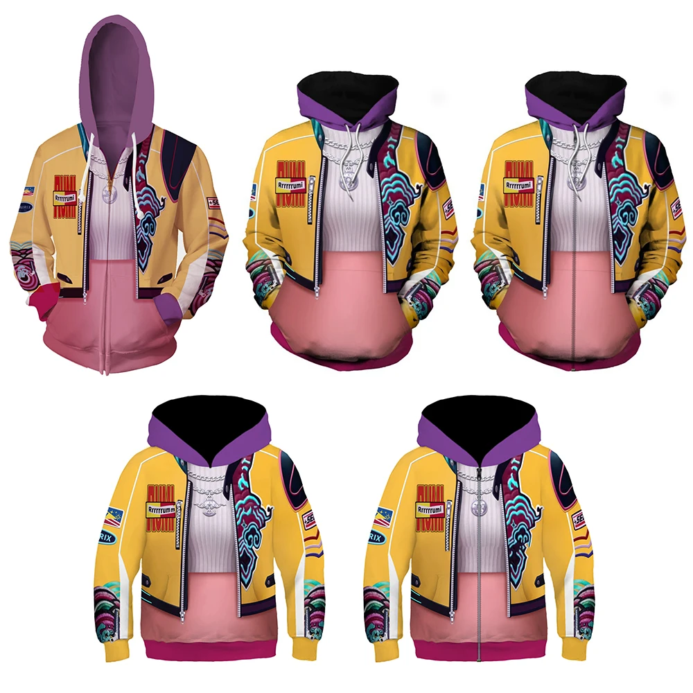 

Movie Printed Cosplay Hoodie KPop Demon Hunters Character Costumes for Adult Kids Rumi Stage Dress Up Clothing Halloween Outfits