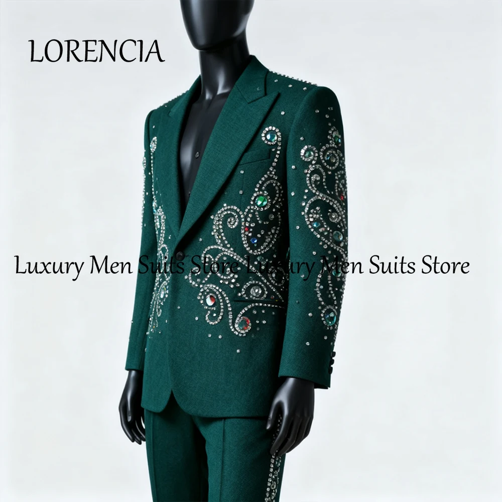 

Elegant Diamond Men Suits 2 Pieces Single Breasted Tuxedos Set Wedding Party Outfits Customized Blazer Pants trajes para hombre