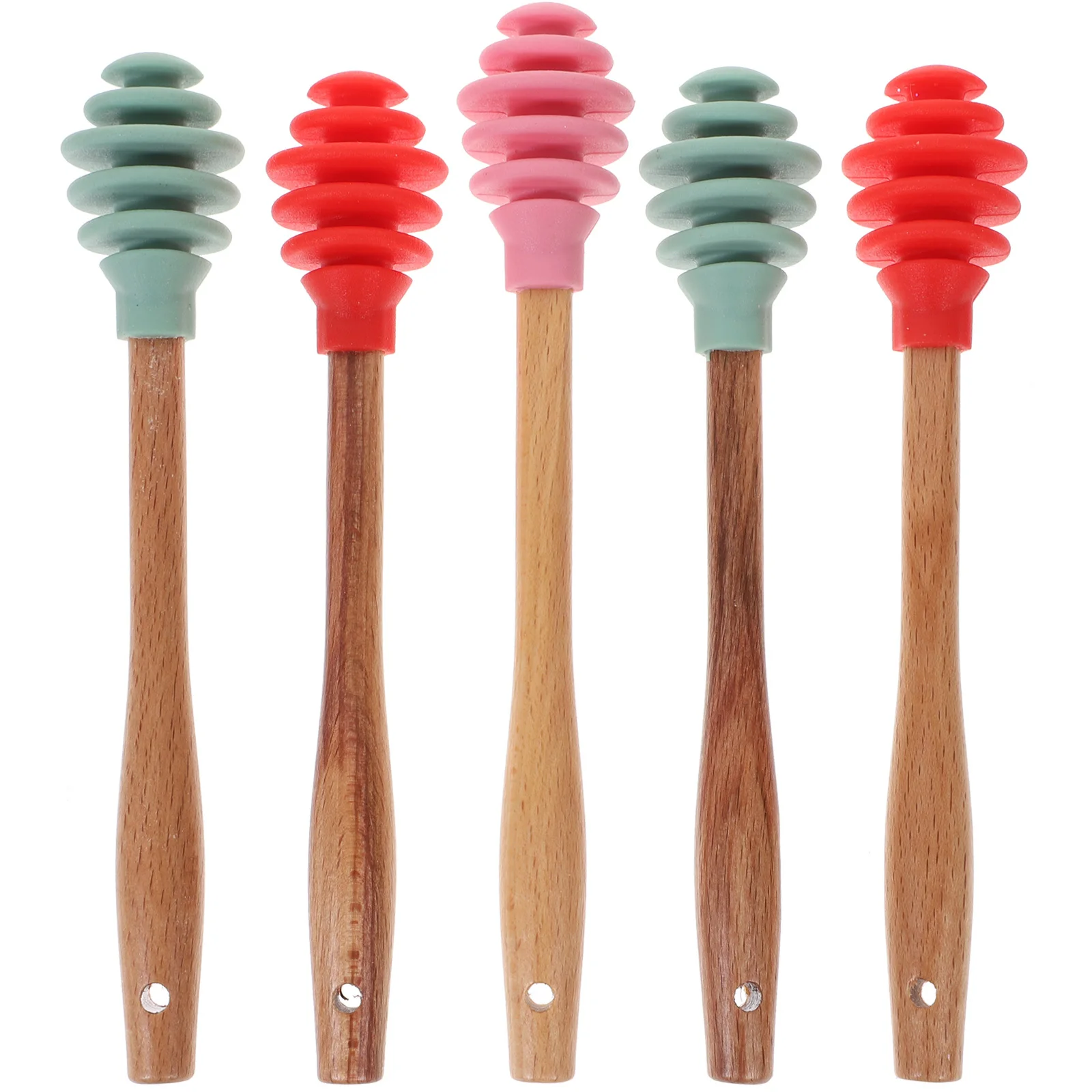 

5pcs Silicone Honey Dipper Non-Stick Stirrer For Honey Syrup Jar Viscous Liquid Dispensing Kitchen Gadget Stirring Tool