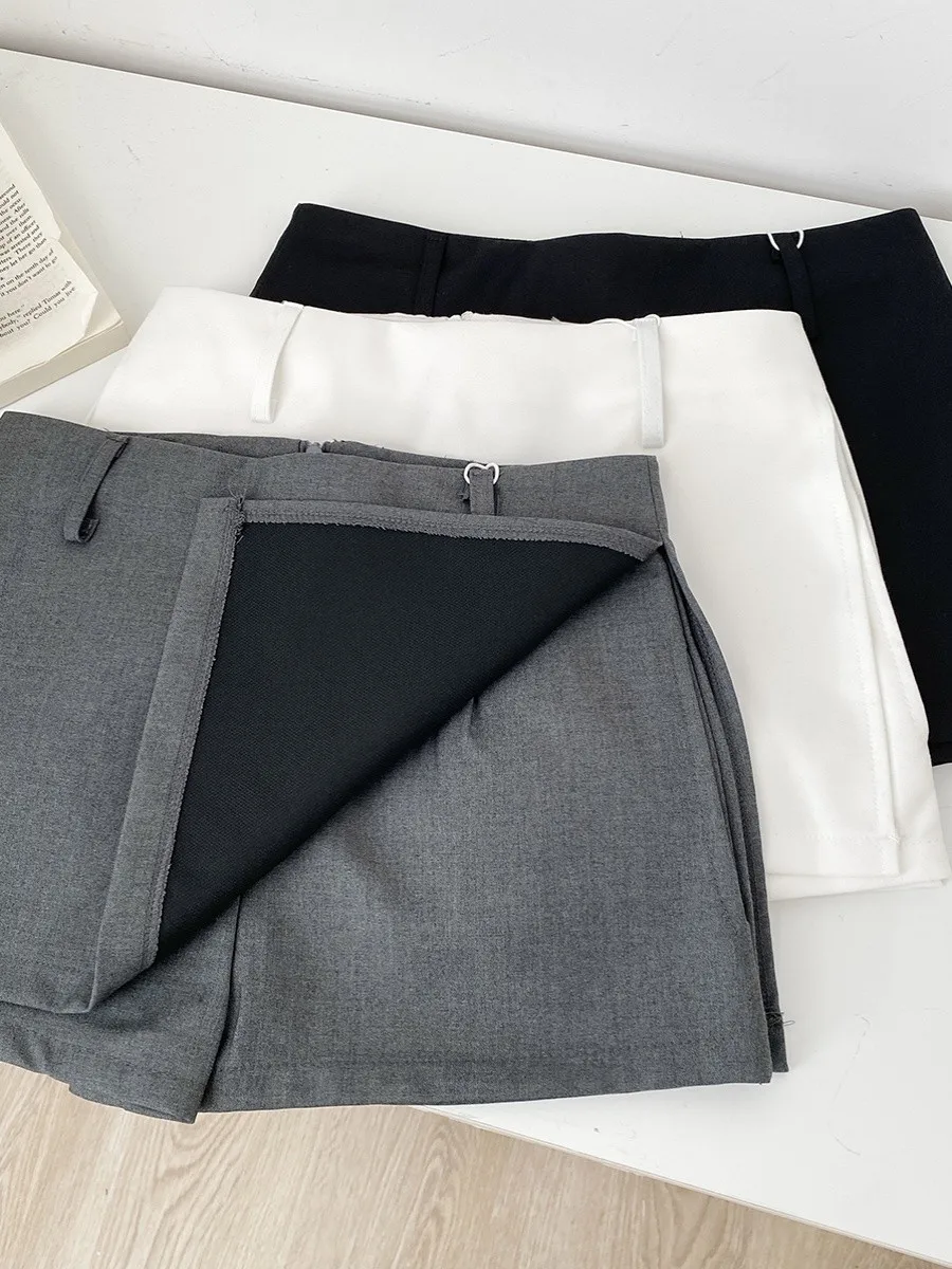Spring 2025 Chic ey Slimming Asymmetric Low Waist Suit orts Skirt Women's Faionable Versatile Commute A-Line  Skirt