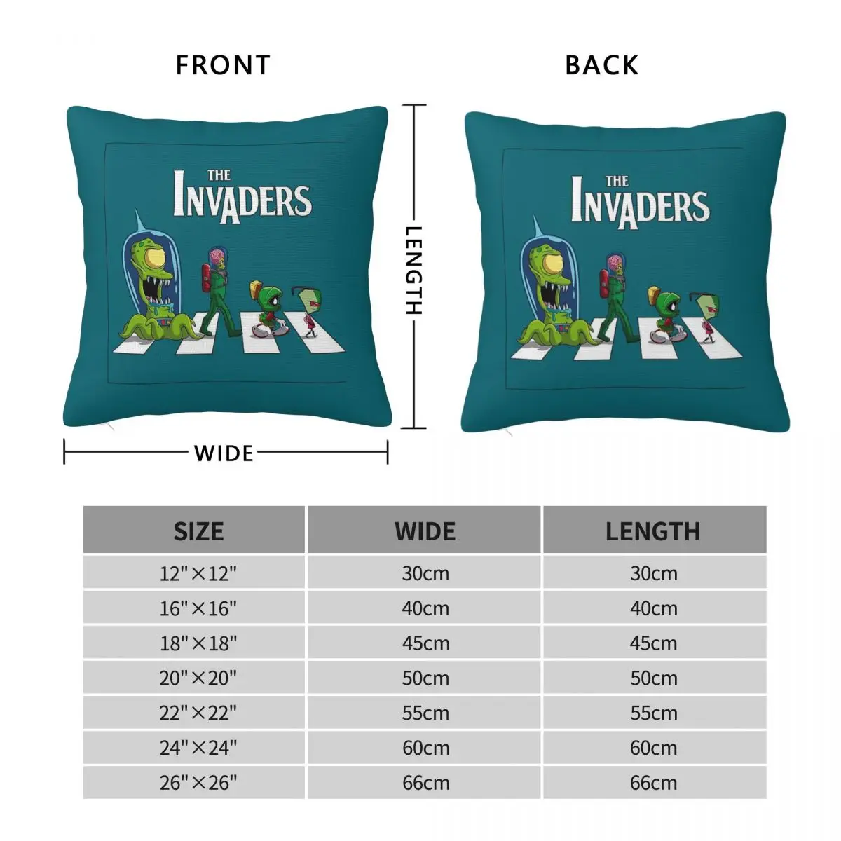 Invader ZIM Crosswalk Square Pillowcase Polyester Linen Velvet Creative Zip Decor Pillow Case Home Cushion Cover