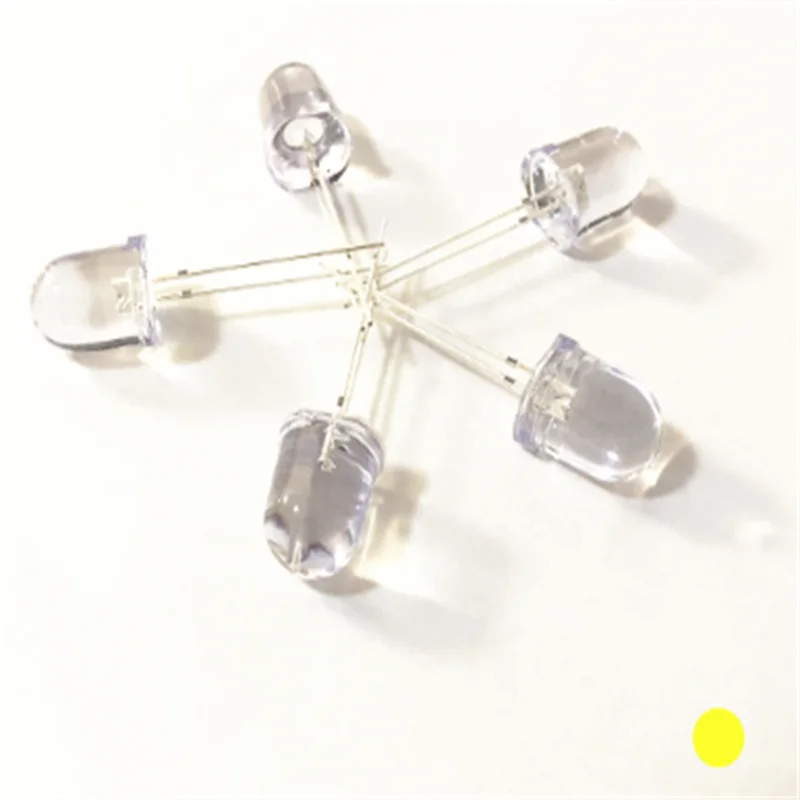 

250pcs 10mm Yellow Dip Led F10 Water Clear 20ma 2.0-2.2v 586-589nm Round Long Leg Light Beads Lamp Free Shipping