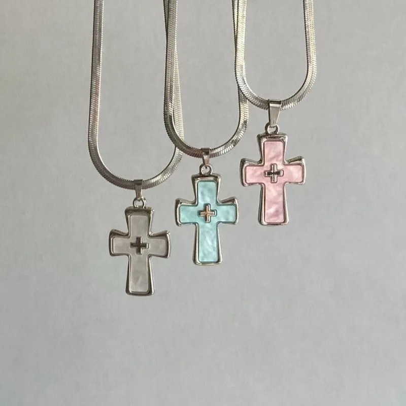 

Y2K Cross Pendant Necklace with For Women Girls Gothic Punk Metal Cross Sweater Chain Unique Jewelry Accessories Gifts