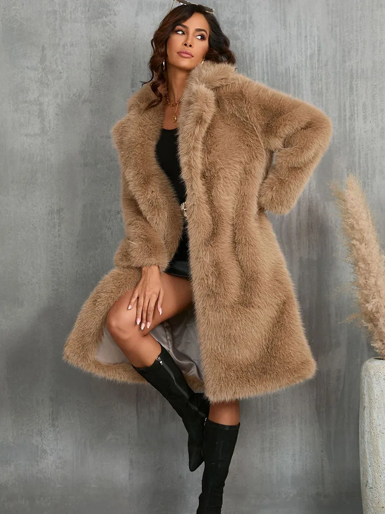 ZADORIN Winter Coats for Women 2024 Luxury Fluffy Thick Warm Long Pink Faux Fur Coat Vintage Lapel Fur Jacket New in Outerwears