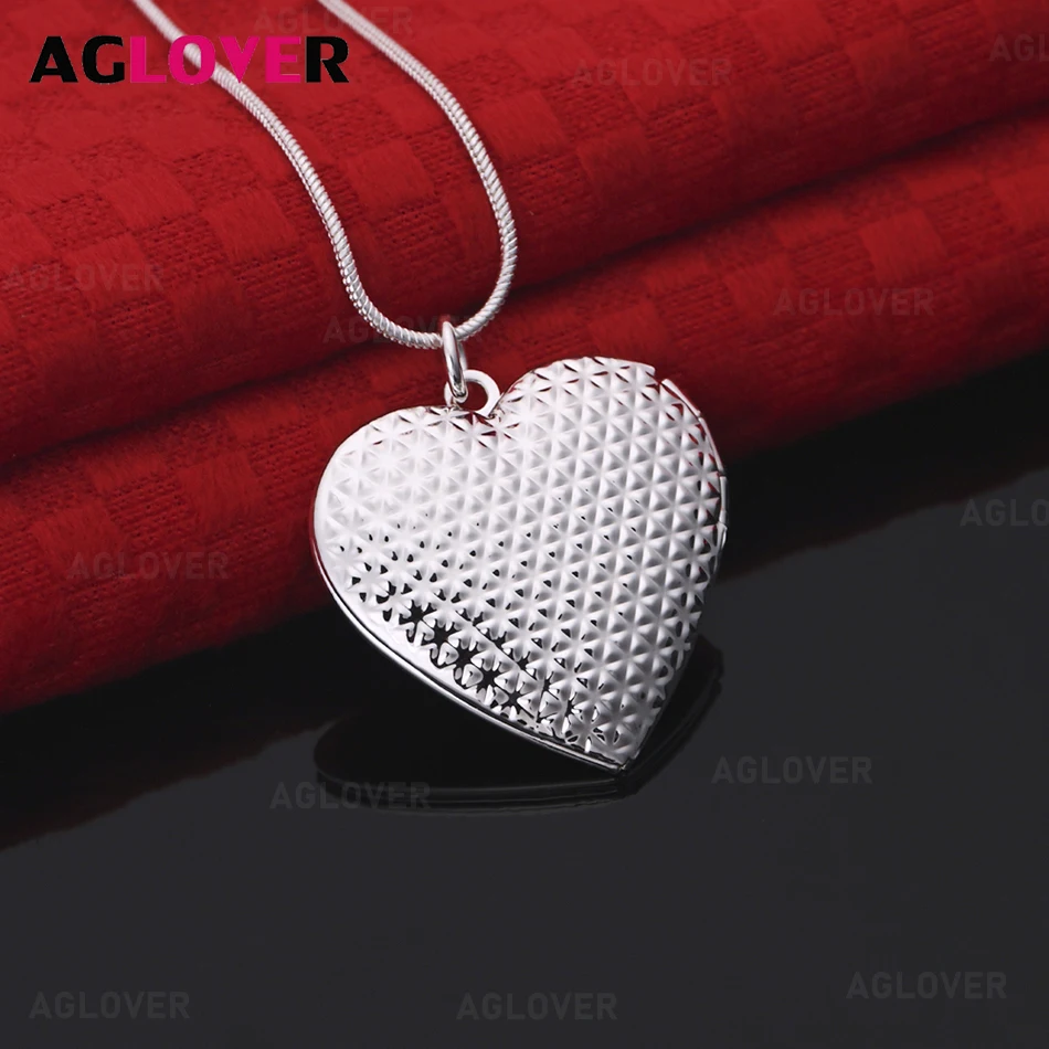 

AGLOVER 925 Sterling Silver Diamond Heart Pendant Necklace Unique Gift Versatile Party Jewelry