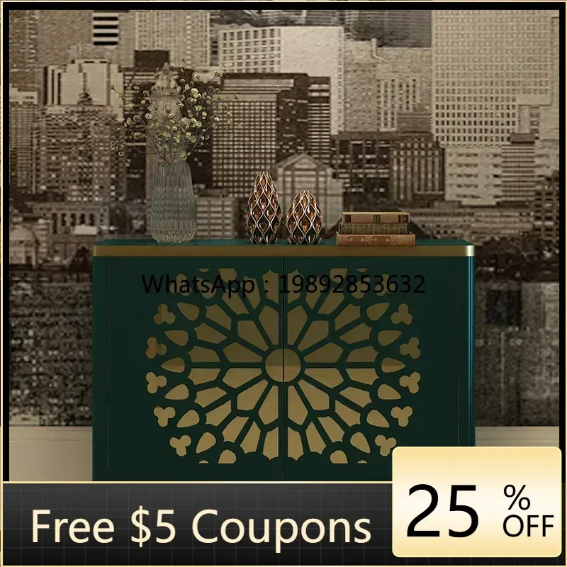 

DD3 American light luxury entrance cabinet Solid wood dining side cabinet Post-modern decorative shoe cabinet