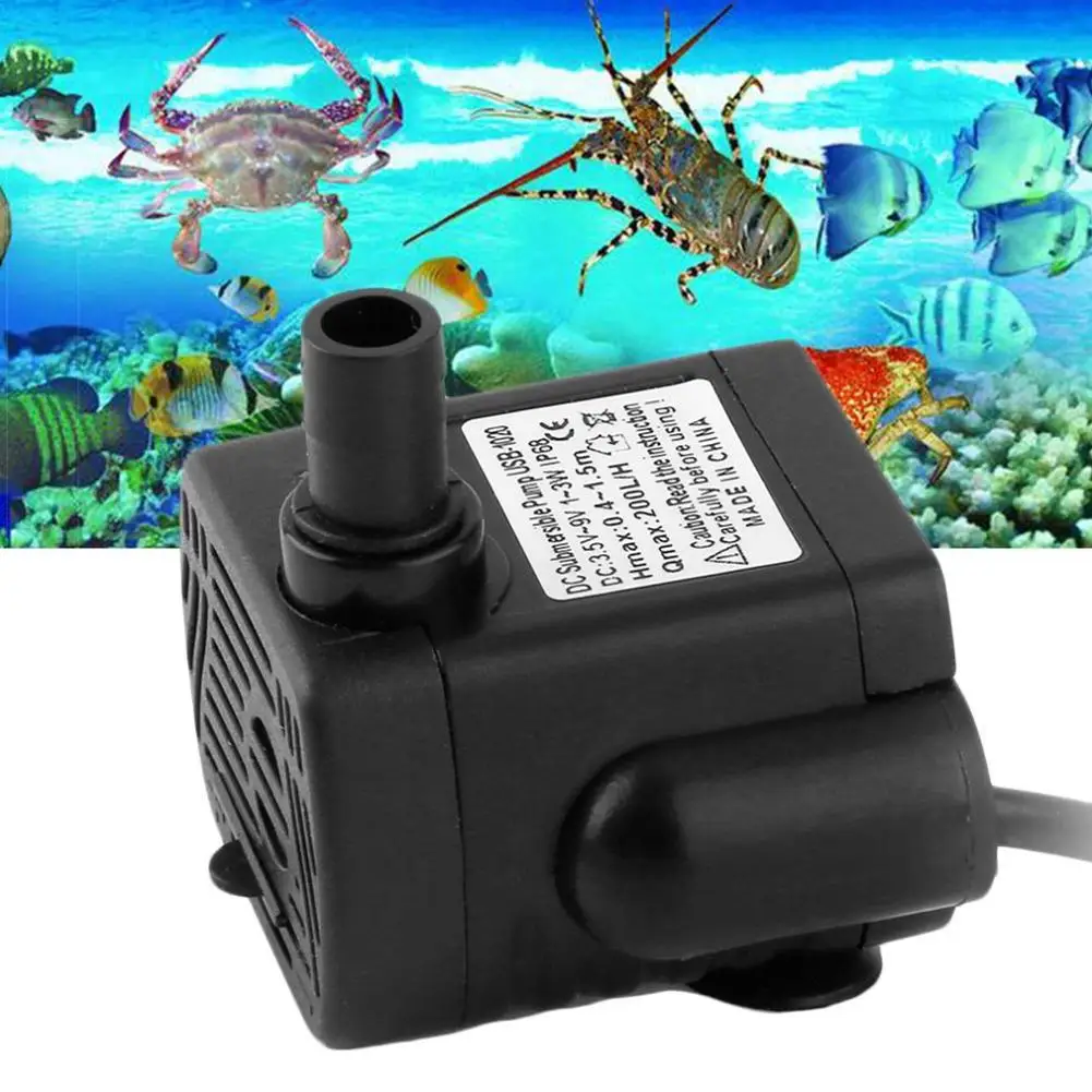 Mini bomba de agua sumergible de 3W USB-1020 DC3.5V-9V para acuario paisaje pecera 200L/H