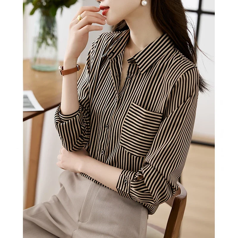 New Arrival Women\'s Blusa Mujer for Spring Autumn Fashion Trendy Print Ladies\' Button-Down Shirt for Work and Casual