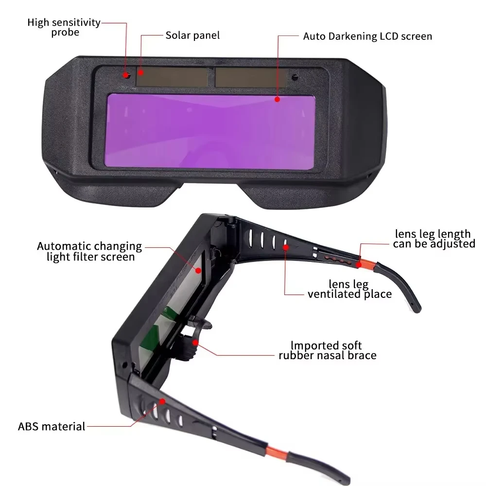 Solar Powered Welding Helmet Auto Darkening Welding Goggles LCD Suitable For TIG MIG MMA Plasma Welder Glasses Multiple Welding