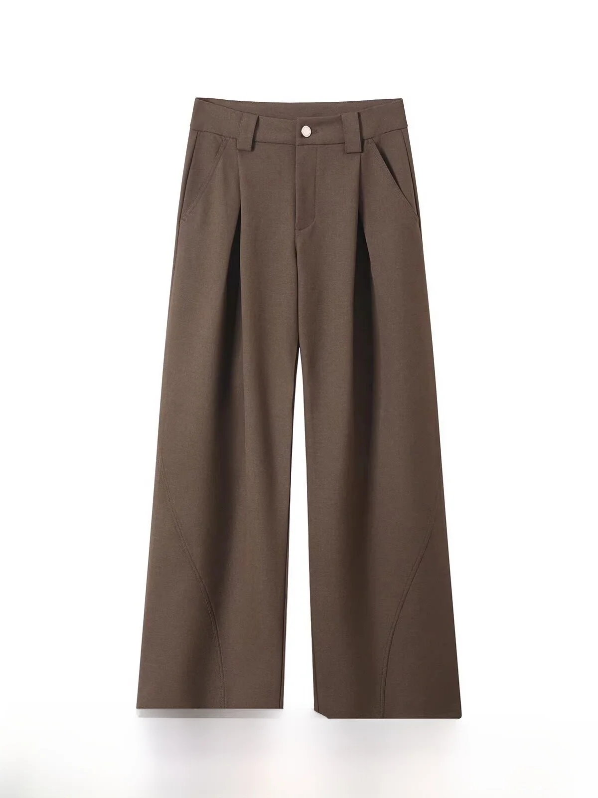 

Goosfir Оригинальный дизайн: Осенне-зимние коричневые широкие повседневные брюки свободного кроя с заужением к низу, брюки-костюм для женщин, с высокой талией, длинные.