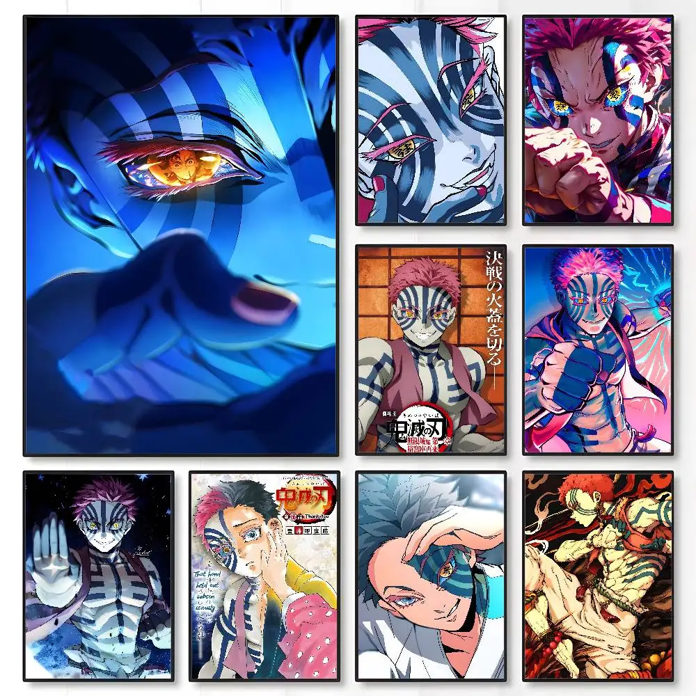 

Japanese Anime Akaza D-Demon Slayer Poster High Quality Dorm Living Room Aesthetic Wall Decoration Painting Stickers Gift