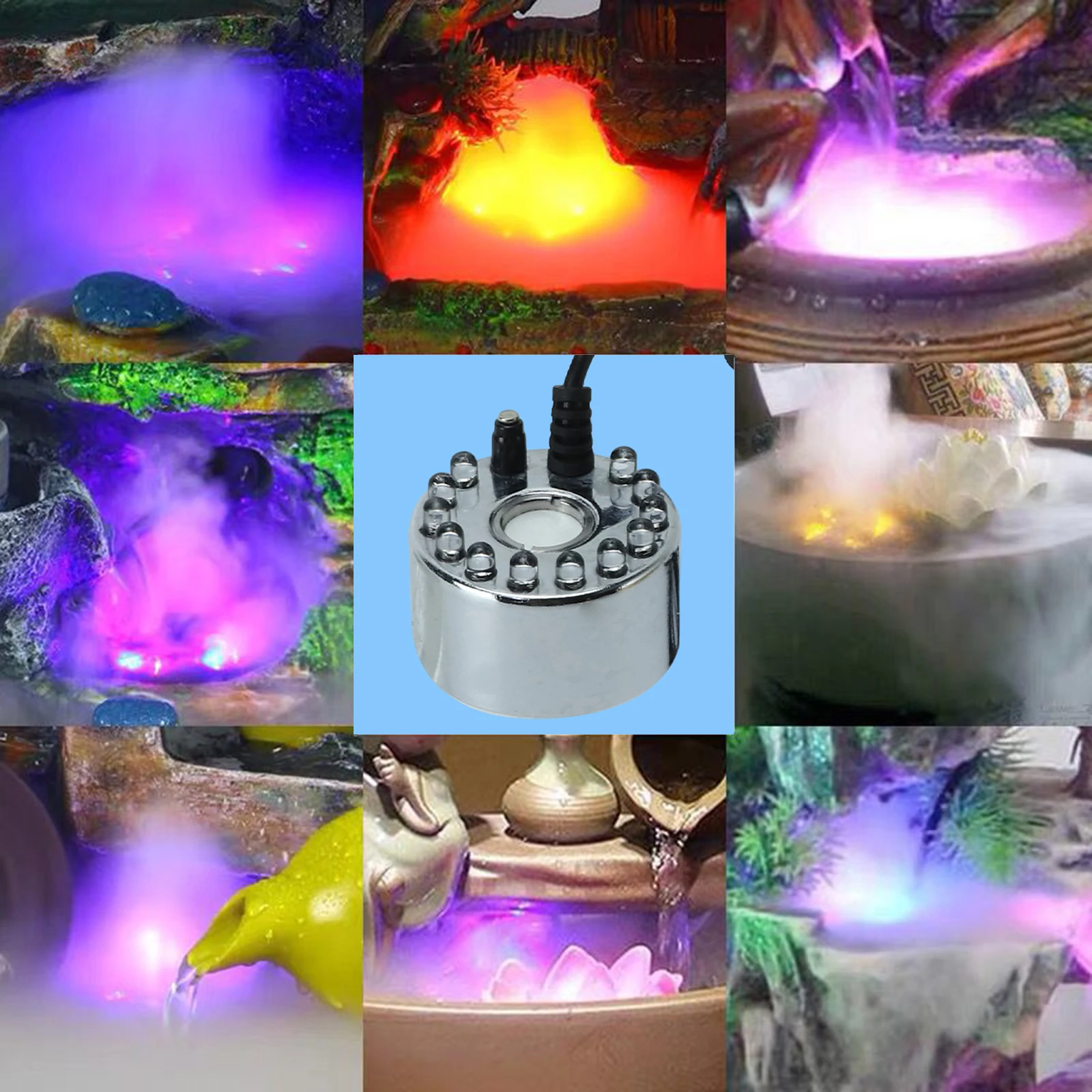 Halloween Mini Mist LED Pumpkin Light Fogger Water Fountain Pond Fog Machine Atomizer for Halloween Christmas Party Decoration